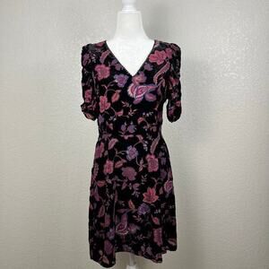 Rebecca Minkoff Mini Dress Womens 8 Arlette Velvet Purple Moody Floral‎ Fairy